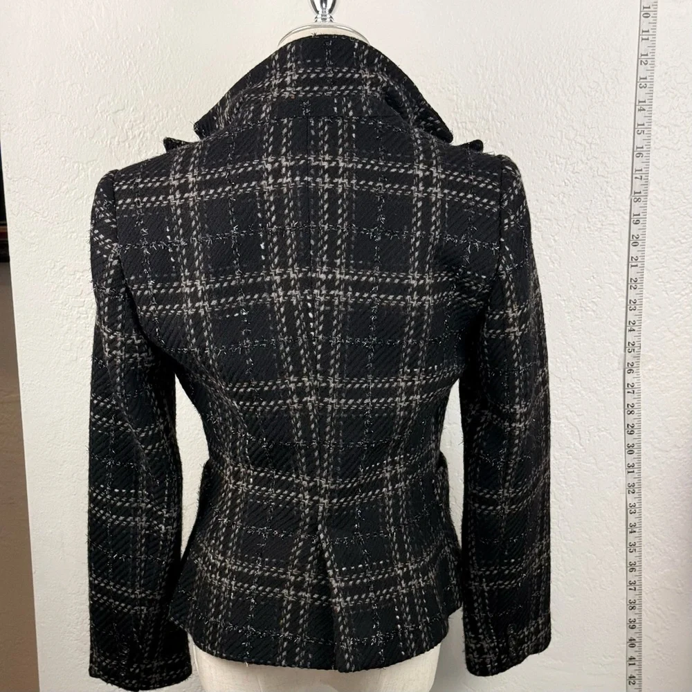 VINTAGE ZARA WOOL BLEND BLAZER DETACHABLE FAUX FUR - Picture 4 of 15